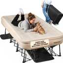 Oaktiv Twin Air Mattress with Frame, Self Inflating/Deflating Bed for Adults - PeakRest Blow Up Bed, Camping Cot with Mattress for Adults - Portable Twin with Travel Rolling Case on Wheels