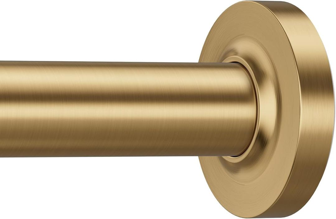One-Piece Tension Curtain Rod 54-90 inch Brushed Gold Shower Curtain