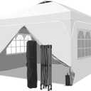 10x10 FT Pop Up Canopy, 1-Button Push Instant Canopy Tent with 4 Removable Sidewalls, Sandbags for Outdoor Activities & Events