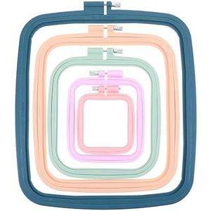 5 Pieces 5 Sizes Square Embroidery Hoops, ABS Plastic Embroidery Hoops for DIY Embroidery Craft
