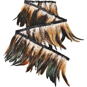 THARAHT Rooster Coque Tail Feathers Trim 8-10inch 2Yard Natural Fringe Trim for DIY Sewing Craft Party Clothing Cape Shawl Wings Halloween Wedding Decoration