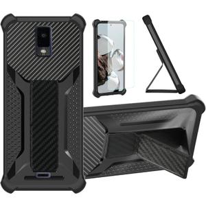 Bojioderf BLU VIEW3 Case Compatible for BLU View 3 Phone Case B140DL Cover [with Tempered Glass Screen Protector] Hybrid Case [Folding Support Magnetic] [Frosted Anti-Fingerprint] Black