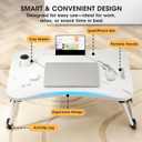 Folding Lap Desk, 23.6 Inch Wood Laptop Bed Desk with Cup Holder, Portable Bed Table for Working Writing Reading & Eating for Bed, Sofa, Couch, Floor - White&Black