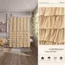 Ruffle Farmhouse Shower Curtain, Beige Vintage Shower Curtains for Bathroom Fabric Cute Rustic Cloth, 72" W X 72" L Inch