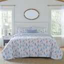 Laura Ashley - King Quilt Set, Cotton Reversible Bedding with Matching Shams, Home Decor Ideal for All Seasons (Ahoy Blue, King)