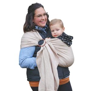 Nalakai Luxury Ring Sling Baby Carrier, Soft Linen Blend Baby Sling, Baby Wrap, Wear Your Little One Close to Your Heart, Longer Length (Warm Sand Beige Longer Length)