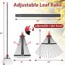 91Inch Adjustable Metal Leaf Rake, 18 Metal Tines Heavy Duty Leaves Rake for Lawns with 8-18" Expandable Head Long Handle Garden Rakes for Women Kids Leaves Yard Gardening Grass Outdoor Camping Debris