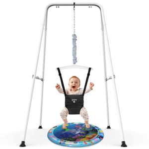 G TALECO GEAR Baby Jumper with Stand, Baby Bouncer, Easy Set-Up, Baby Exerciser for Active Babies, Suitable for Indoor and Outdoor, Water Mat Include (Black)