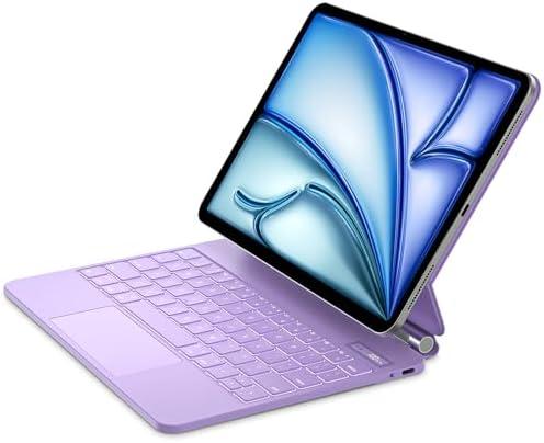 GOOJODOQ Magnetic Keyboard for iPad Air 11-inch (M2) 2024 & iPad Pro 11 inch (4th/3rd/2nd/1st) Gen 2022,iPad Air 5th/4th Gen 10.9",Click-Anywhere Trackpad with 7 Color Backlit Floating Keyboard-Purple
