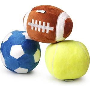 3PACK Interactive Dog Toys Ball Suitable for Small and Medium Dogs, Soccer Ball, Football and Tennis Balls for Dogs, Stuffed with Fluffy Squeak Dog Toys, Puppy Dog Plush toys, Dog Birthday Gifts