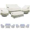 Patio Furniture Covers 4 Piece Set, 600D Heavy Duty Outdoor Furniture Covers Waterproof for Patio 3-Seater Sofa,Swivel Rocker Chair and Coffee Table Furniture Set,White&Grayish Green