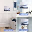 Lamp Shades for Table Lamps, 13x13x10in Fabric Blue Lamps Shades with Waves and Oceans, 1 Pack Lamps Shades, Drum Lamp Shades, Support E26 and E14, Spider