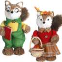 Namalu 2 Pack Fox Sisal Christmas Tabletop Decoration Sisal Figurine Christmas Table Centerpiece Decor Cute Handmade Woodland Animal Statue for Harvest Home Office Indoor Shelf Decor