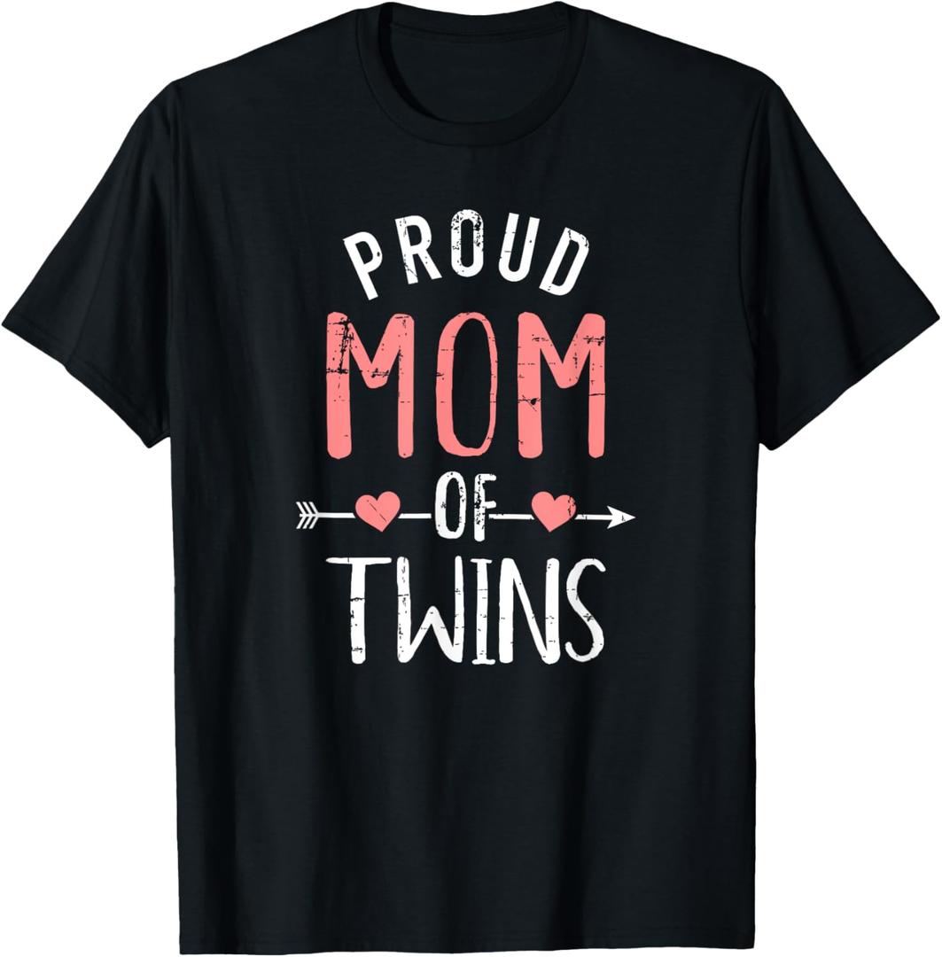 Proud Mom of twins T-Shirt, XXL