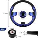 12.5inch Boat Steering Wheel, 3/4 Inch Axle Marine Steering Wheel Adapter, Anti-Slip Carbon Fiber for Boats, Yachts, Pontoon Boats Blue