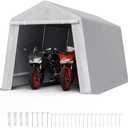 VEVOR Outdoor Storage Shed, 8 x 14 ft Portable Storage Tent with Roll-up Door & Vents, Waterproof Canopy Shed Shelter, Heavy Duty Frame, Patio Garage Carport for Motorcycle, Lawn Mower, Bike, Grey