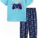 PATPAT Boys Pajamas Sets Summer 2 Piece Loungewear Loose Short Sleeve Tops and Pants PJs Soft Sleepwear 5-12 Years