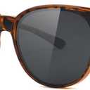 Meeloog Over Glasses Sunglasses for Women Polarized Stylish Large Shades Cover Glass Women Cateye Round UV400 for Driving (Tortoise Frame Black Lens)