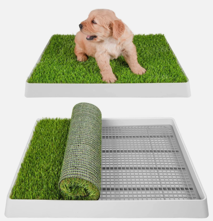 SunTurf Dog Grass Pad with Tray, Dog Litter Box, Porch Potty for Puppy Pee Training, Indoor Portable Fake Grass Pee Pad System, Artificial Grass + Pee Pad Holder