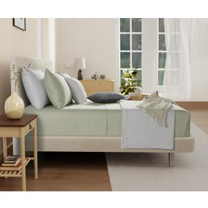 Deep Pocket Full Sheets Set, Organic Cotton Sheets Full Size Bed Set with Elasticated Fitted Sheet & Pillowcase Sets, Soft & Comfy 300 TC Sateen, No Pill & Shrink Luxury Bedding, Sage Green Sheet (09: Mineral)
