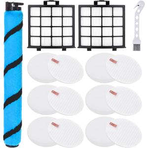 AZ2002 Filter Replacement for Shark Vertex DuoClean PowerFins AZ2000 AZ2002 UV2500 AZ2000W AZ2001AMZ Upright Vacuum, Part #1483FC2000 XHFAZ2000 XFFKAZ2000, 1 Brush roll, 2 + 6 Filters