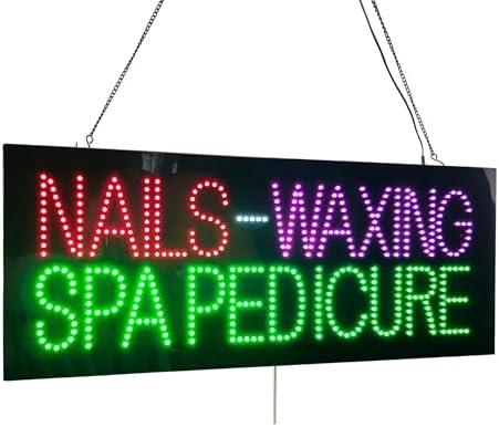 Radytte Nails Waxing Spa Pedicure Sign, 32"x13", Commecial Display for Nail Salon, Beauty Spa, Hair Waxing Studio, High Brightness, Multiple Light Flashing Modes, Wall Window Storefront Decor