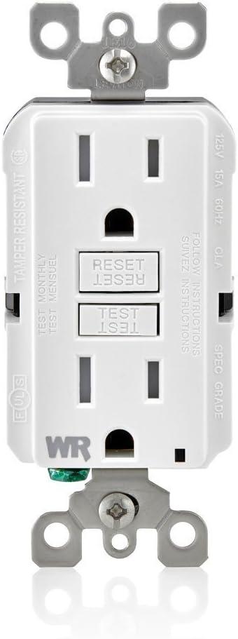 Leviton GFWT1-W 15 Amp Self-Test SmartlockPro Slim GFCI Weather-Resistant and Tamper-Resistant Receptacle with LED Indicator, 10-Pack, White