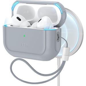 ESR for AirPods Pro 2nd Generation Case, Compatible with Airpods Pro Case 2nd/1st Gen (2023/2022/2019), Compatible with MagSafe, Full Drop Protection Cover with Lanyard, Gray