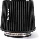 4-Inch Cold Air Intake Filter - Washable, High Performance, 3" or 3-1/2" or 4" Clamp-On Replacement Cone Air Filter Universal 3 Sizes in 1 Black