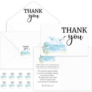 Fumete 50 Set Funeral Thank You Cards with Envelopes and Stickers Thank You Sympathy Cards with Meaningful Message Bereavement for Funeral Family Loved Ones Celebration of Life(Dove)