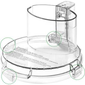 4 Locking Knob DFP-14NWBCT1 Food Processor Replacement Bowl Lid, Compatible with Cuisinart Food Processor DLC-005AGTXT1 Bowl, Suitable for Model DFP-14 (4.45 * 7.6in)