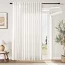 Linen Extra Wide Curtain 100 Inch for Patio Silding Glass Doors 1 Panel Natural Semi Sheer Light Flitering Curtains Back Tab Farmhouse Boho Room Divider Drapes for Living Room Cream W100xL84
