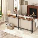 MAHANCRIS 70.9'' Console Table with Power Outlet, Narrow Sofa Table with Charging Station, Skinny Behind Couch Table for Entryway, Hallway, Foyer, Living Room, Rustic Brown CTHR18E01Z1, 70.9"l X 7.9"w X 31.7"h