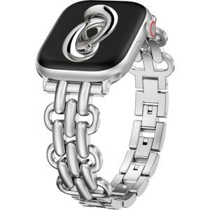 Moolia Elegant Strap Compatible with Apple Watch Band 42/46/38/40/41/44/45/49mm Metal Women Replacement Bracelet for iWatch Series 11 10 9 8 7 6 5 4 3 2 1 SE/Ultra1/2/3
