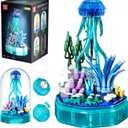 Sea Creature Collections Jellyfish Building Sets with Seaweed and Coral, 10101 Sea Animal Building Kits for Adults and Kid Boys Girls 8 9 10, 405 PCS Natural Style Ocean STEM Toy Music Box with Lights