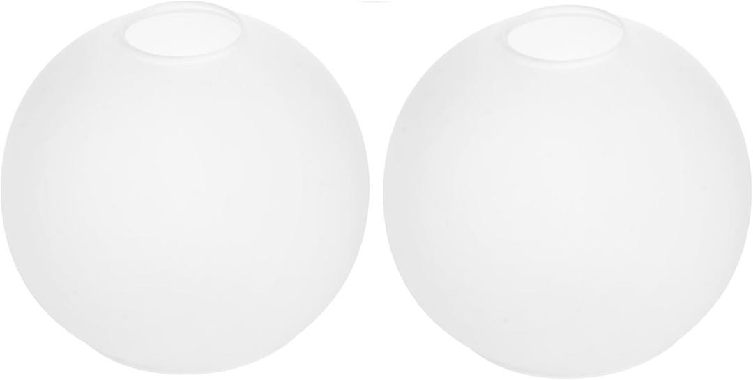2 Pack Lamp Globe Glass Shade, White Frost Glassshade Covers Replacements for Light Fixtures, 1.65 Inch Fitter Globes Lampshades for Wall Sconces Chandelier Bath Vanity Lights Pendants