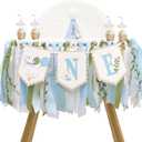 One Silly Goose Birthday Decor for Boy, Goose High Chair Blue Banner, 1st Birthday Party Hat, Silly Goose Cupcake Topper for Baby Shower Party Decorations (Black, White, Blue)