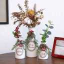Artificial Christmas 3-Piece Set Flocked with Mixed Xmas Decorations Ceramic White Bottles
