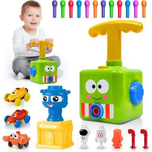 Balloon Powered Car Toy Set, Toys Set with Pump for Kids, Power Balloons Racer Toy, Balloon CarsLauncher, Inertial Powered Car (Green)