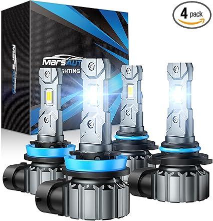 Marsauto M1S 9005/HB3 H11/H9/H8 Bulbs Combo, 900% 60000LM Brighter 9005 H11 Lights, 6000K Cool White HB3 H8 Bulbs fog, 3-Mins Plug and Play, IP68, Pack of 4