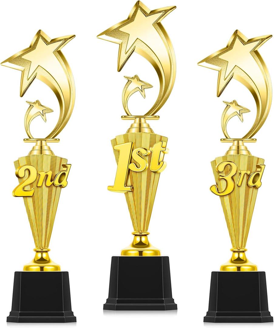 Foilswirl 1st 2d 3rd Place Trophy Plastic Trophy Award for Sports Tournamennt Funny Prize Cup for Football Soccer Competitions Reward Ceremony