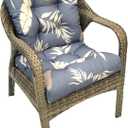 Outdoor Chair Cushions Waterproof Floral Low Back 41.7 * 20.8 * 3",Tufted Thick Patio Outdoor Wicker Chair Seat Cushion Clearance with Ties for Garden Furniture (Leaf)