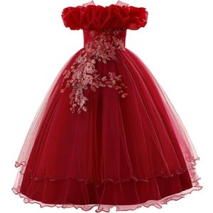 Flower Girl Dresses Lace Embroidery Off The Shoulder Tulle Dress Communion Pageant Wedding Dance Gown Size 140
