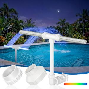 Pool Fountain for Inground Pools, Pool Sprinkler Fountain Upgraded Hydro-Powered Glow Adjustable Spray, Pool Waterfall Fountain Pool AccessoriesCooling & Relaxation
