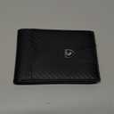 GSOIAX Mens Slim Wallet for Men Minimalist Genuine Leather Carbon Fiber Rfid Blocking Bifold Credit Card Holder With Gift Box (Green and Carbon Black)