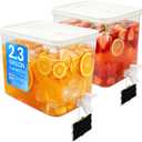 2 Pack 2.3 Gallon Drink Dispenser for Fridge with Spigot and Stand, Beverage Container Leak Proof Lids Filter Screen, Lemonade Dispenser for Party