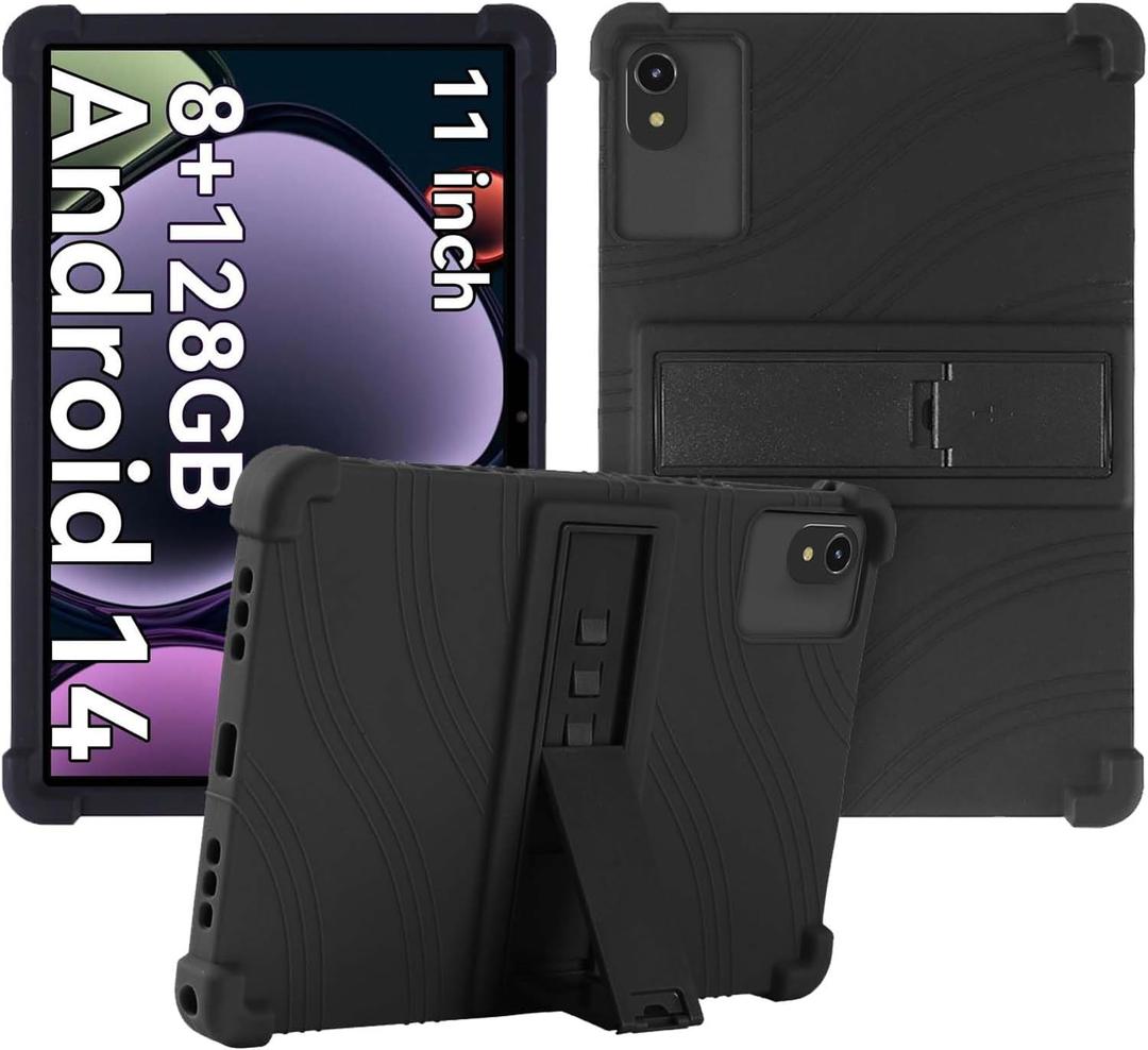 Case for ApoloSign EP1095T/ ApoloMedia EP1095T Tablet 11 inch,Soft Silicone Protector Cover,Kids Friendly,Adjustable Stand Tablet Cover,4 Corners Thicken Shockproof,Black