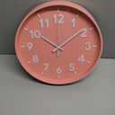 JENLYSTIME 12 Inch 3D Number Modern Wall Clock, Round Bright Colorful Dial, Non Ticking Silent Quartz Battery Operated Wall Clocks, Easy to Read Simple Style Decor Clock for Bedroom, LivingRoom(Pink)