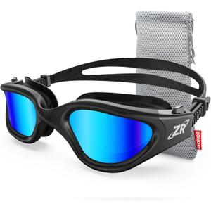ZIONOR Swim Goggles, Upgraded G1 Polarized Swimming Goggles UV Protection Anti-fog Adjustable Strap for Men Women Adult Indoor or Outdoor (Polarized Light Mirror Blue Lens)