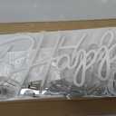 37x8 inch Happy Birthday Neon Sign Art Wall Lights for Beer Bar Club Bedroom Hotel Pub Cafe Wedding Birthday Party Gifts_White, 37 Inches By 8 Inches